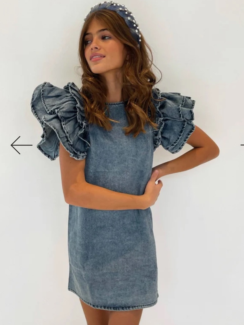 Lola + The Boys DENIM RUFFLE DRESS